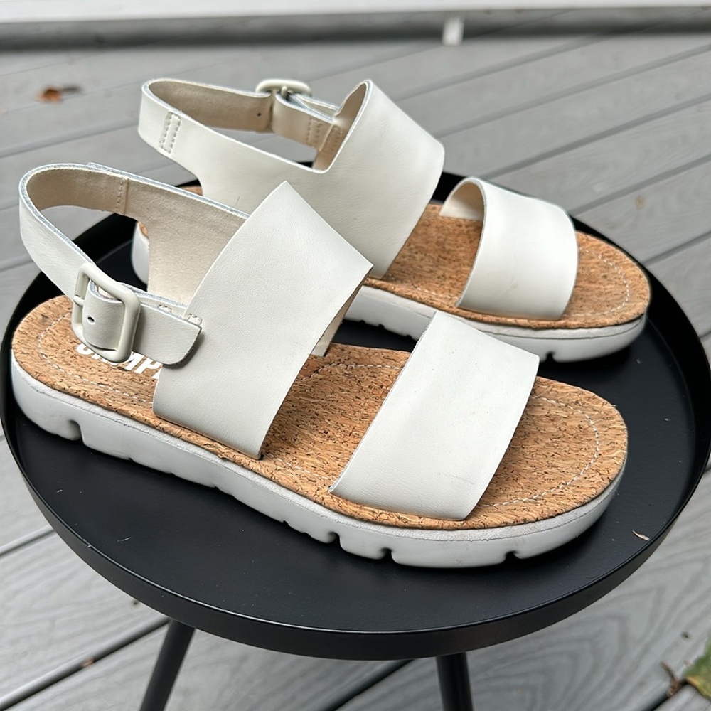 Camper White Sandals Sz 38 fits 7.5/8